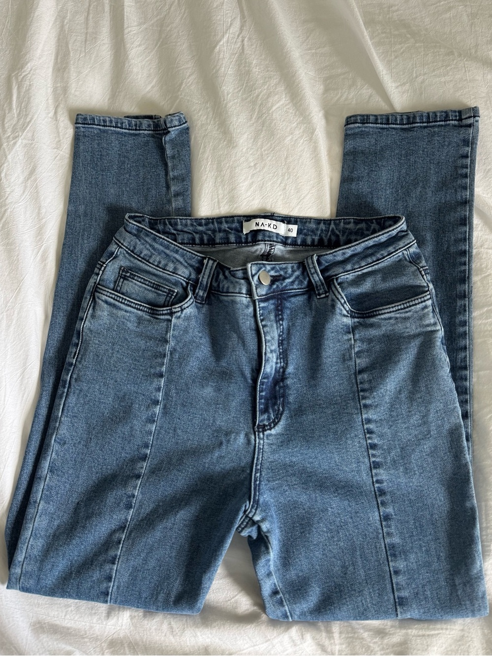 NA KD High Waist Skinny Front Slit Jean